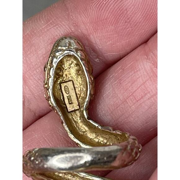 Gothic Head Snake Serpent Ring Gold plate Sterling Silver .925 Cobra Size 5.75 - Picture 5 of 5